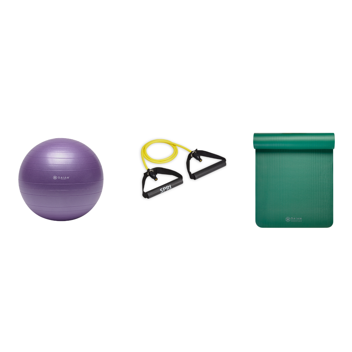 Fitness Bundle - Balance Ball (55cm), Xertube (Very Light), Fitness Mat (Green)