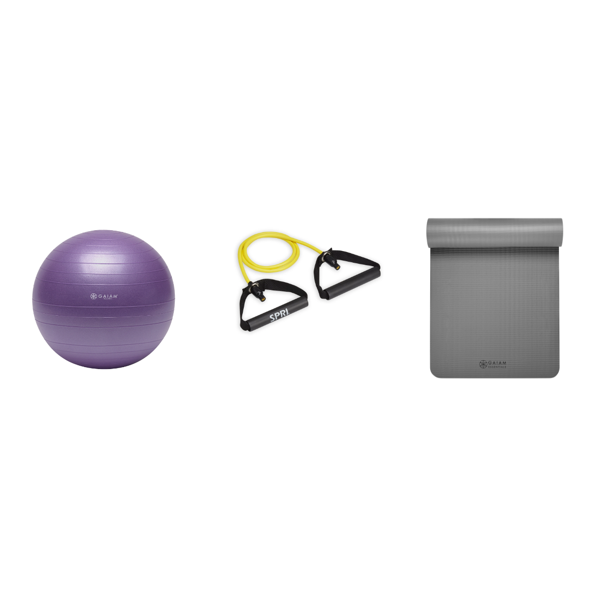 Fitness Bundle - Balance Ball (55cm), Xertube (Very Light), Fitness Mat (Grey)