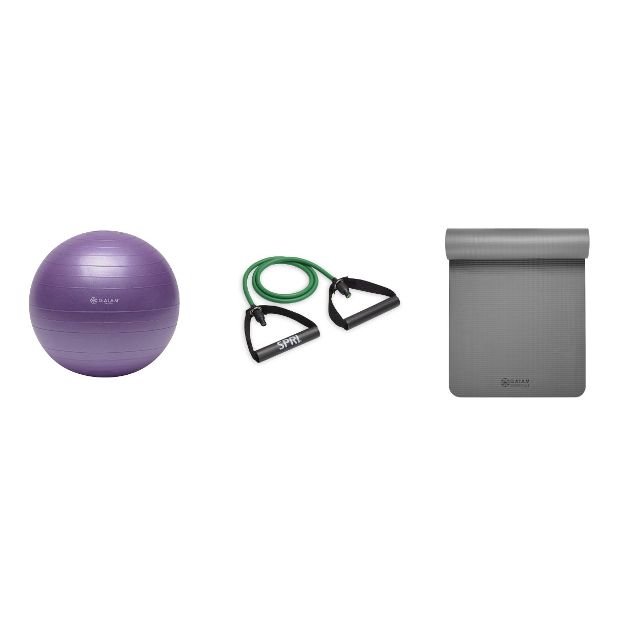 Fitness Bundle - Balance Ball (55cm), Xertube (Light), Fitness Mat (Grey)